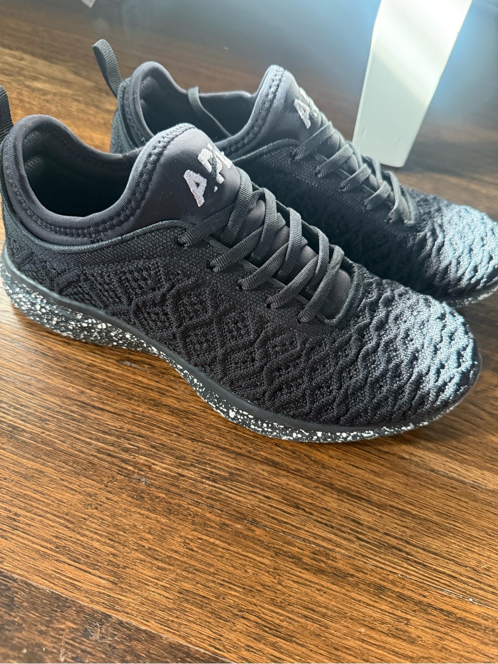 APL Black Knit Athletic Sneakers with Speckled Midsole worn 1x